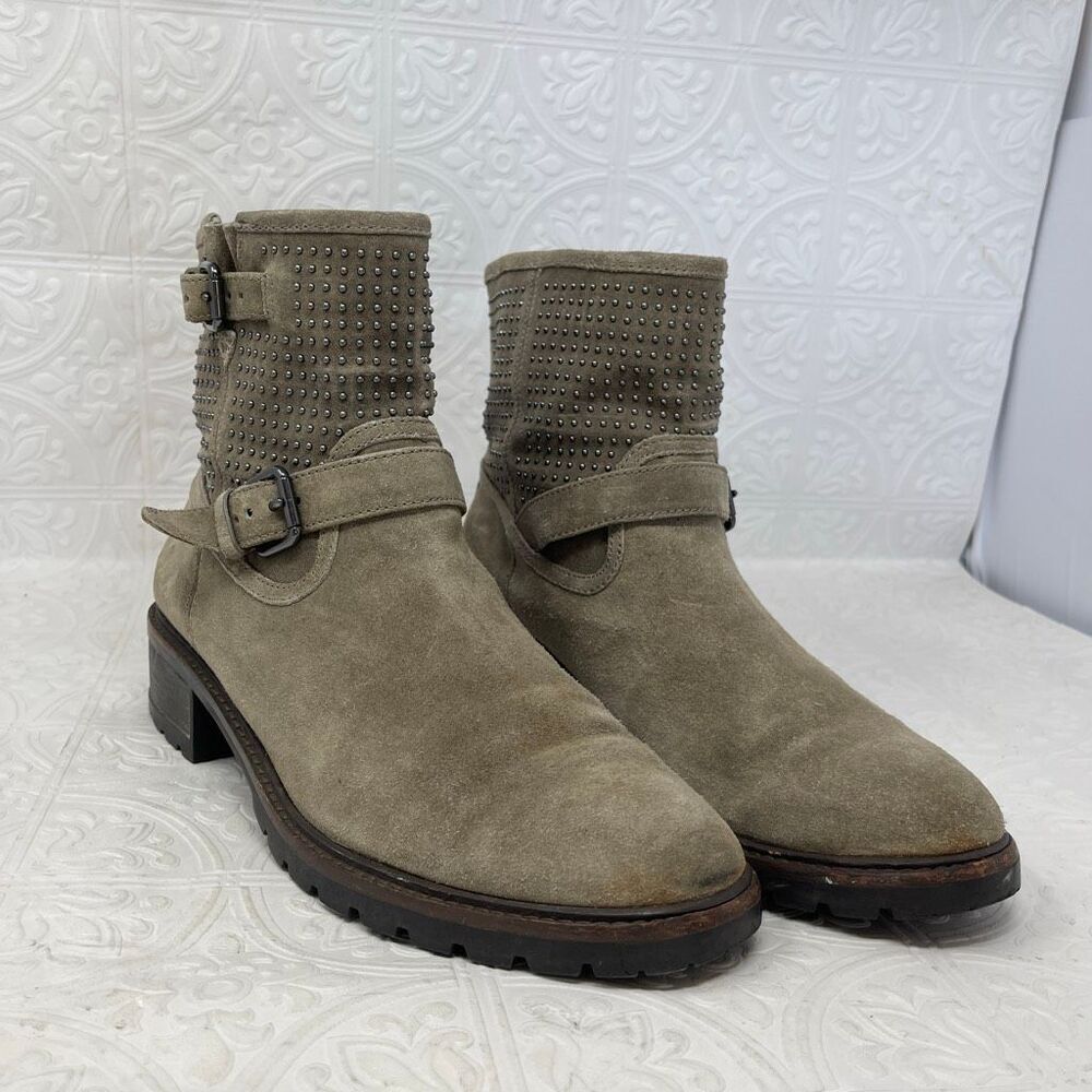 Coach Gates women's studded suede moto boots Sz 11
